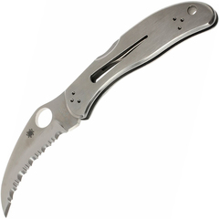 Фото Нож складной Harpy Spyderco 08S, сталь VG-10 Satin Serrated Hawkbill, рукоять нержавеющая сталь