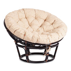 Кресло Папасан (PAPASAN 23/01 W /с подушкой и ремешками/ (Antique brown (античный черно-коричневый)