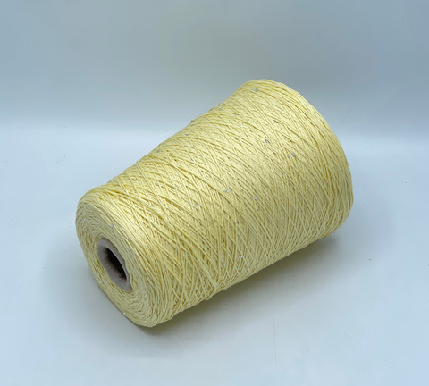 Бобинная пряжа, Cotone Paillettes, 400м, 97% Хлопок, 3% Полиэстер(пайетка), Светло-желтый. 40731