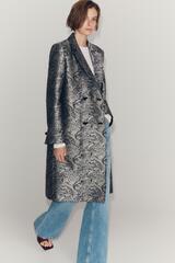 ZARA ЖАККАРДОВОЕ ПАЛЬТО — ZW COLLECTION, СЕРЫЙ