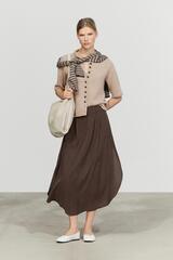 Massimo Dutti Струящаяся плиссированная юбка миди, коричневый