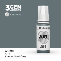 Акриловая краска AK Interactive A-14 Interior Steel Grey 3GEN AIR, 18мл