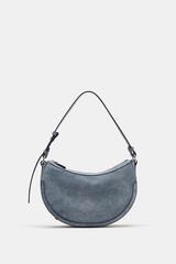 ZARA КОЖАНАЯ СУМКА С ПЛЕЧЕВЫМ РЕМНЕМ, СИНИЙ