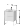Duravit Viu 23446300001 Раковина подвесная с переливом, выпуск с керам покрытием, 1 отв под смес, 63х49см, покр WonderGliss, цвет белый