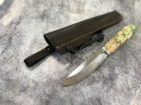 Нож Север, кованая Х12МФ, стаб.карельская береза (зеленый)