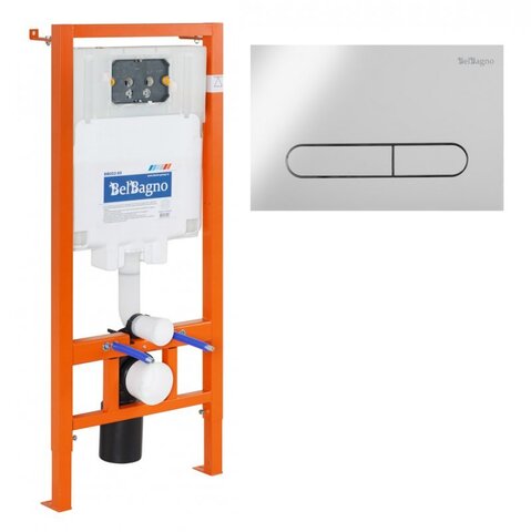 BelBagno BB002-80/BB005-PR-CHROME Инсталляция для унитаза с клавишей смыва, цвет: хром