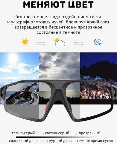 Картинка очки спортивные Rockbros 1013 black-clear - 5