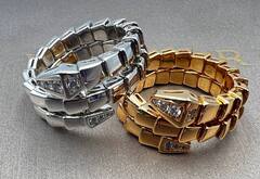 Кольцо ЗМЕЯ-SERPENTI двойное lux качество white VGOLD