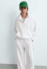Oysho Куртка из пике с хлопком и кантом, белый