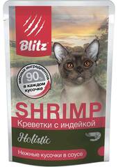 BLITZ для кошек Креветки с Индейкой кусочки в соусе 85 г