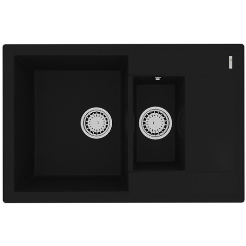 Lemark Ramza 9910037 Кухонная мойка 760 врезная прямоугольная с доп.чашей и крылом из кварцгранита цвет: Антрацит