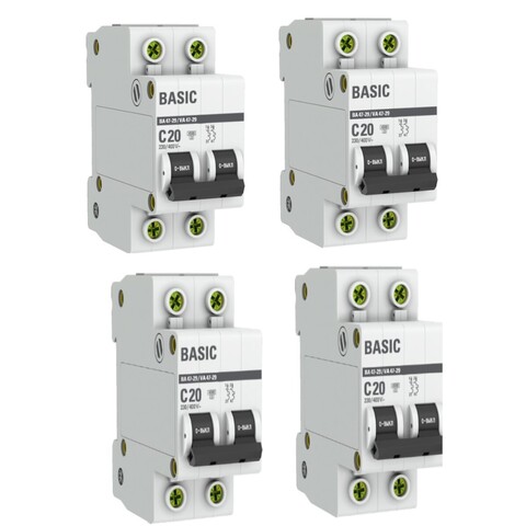 Авт. выключатель 2P 20А (C) 4,5кА ВА 47-29 Basic 4шт