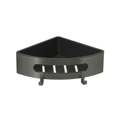 Lemark Shelf Line 9776048 Полка для душа угловая из нерж. стали с крючками, графит/вставка-пластик графит фото