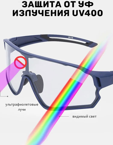 Картинка очки спортивные Rockbros 1013 black-clear - 9