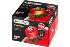 MIRAX  100 мм, витая стальная латунированная проволока 0.3 мм, чашечная щетка-крацовка для УШМ (35142-100)