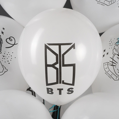 Шар К 12''/30 см, K-POP, BTS, Белый, пастель, 1 ст., 25 шт.