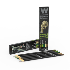 Weathering Pencils Green & Brown effects set