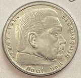 K16940 1937 Германия 5 марок рейхсмарок Гинденбург G геральдика Ag-900, 13.89 gr K16940 1937 Германия 5 марок рейхсмарок Гинденбург G геральдика Ag-900, 13.89 gr