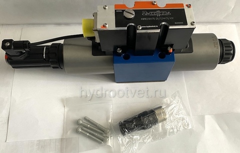 Фото 4WREE10W25-2X/G24K31/A1V - Пропорциональный распределитель с обратной связью по положению золотника со встроенным усилителем Ду10, A1 = ±10 В, номинальный расход 25 л/мин, схема W