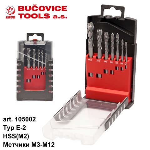 Набор метчиков машинных M3 -M12 HSSE DIN371/376 (B/4-5P) 7пр Bucovice(CzTool) 105003