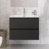 BelBagno UNO-MINI-700-2C-SO-GSO База под раковину подвесная с фрезеров. ручк. по всей длине фасада с двумя выкатн. ящ.,Темно-Серый Мат.,700x395x608