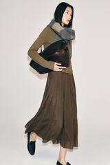 ZARA КОМБИНИРОВАННАЯ СТРУЯЩАЯСЯ ЮБКА — ZW COLLECTION, ЗЕЛЕНОВАТЫЙ