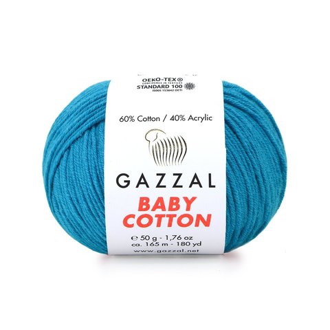 Пряжа Gazzal Baby Cotton 3428 ярко-голубой