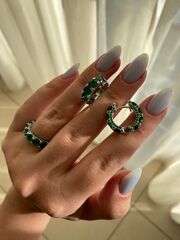 20965 - Серьги-конго из серебра с вставками из кварца изумрудного цвета
