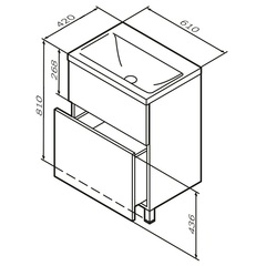 Тумба с раковиной напольная, 60 см, 2 ящика, графит матовый AM.PM Gem - M90FSX06022GM32