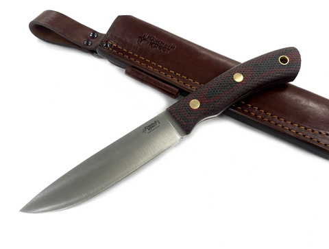 Нож Praiter, N690 конв., микарта красно-черная, 246.2154