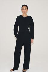 ZARA УКОРОЧЕННЫЕ ШИРОКИЕ БРЮКИ, ЧЕРНЫЙ