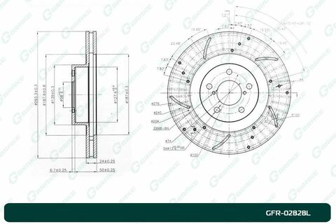 Диск тормозной перфорированный вентилируемый G-brake GFR-02828L левый