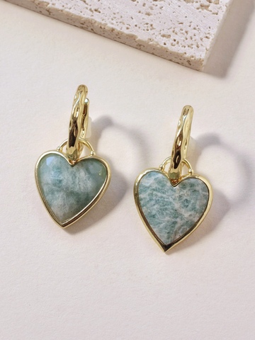 Серьги сердечки из амазонита