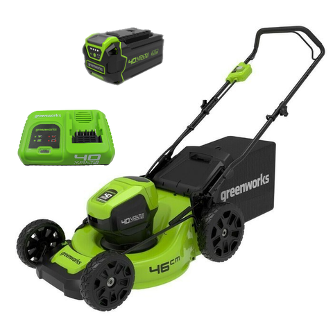 Аккумуляторная газонокосилка Greenworks GD40LM46HPK5, 40v, 46 см, (2514407UG5А), с аккумулятором 5 А·ч и быстрым зарядным устройством