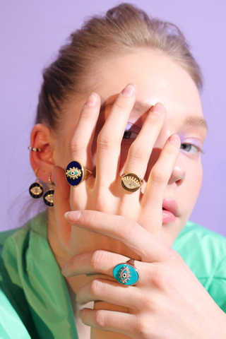 Кольцо-печатка Глаз, серебро 925, позолота 18k 3