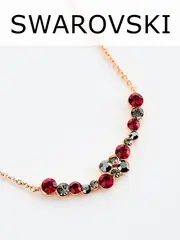 Тонкое колье Млечный путь с красными кристаллами Swarovski