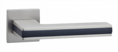 Ручка цинковая на тонком квадратном основании ABRISS R50.187 MSN/BL (Сатин/Черная вставка)