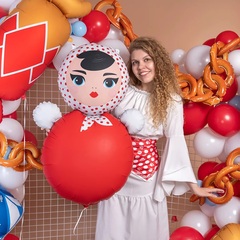 Шар К Фигура, Неваляшка, Сатин, Красный, 44''/112 см, 1 шт.