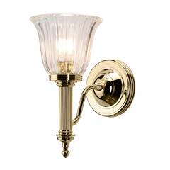 Золотое классическое бра для ванной со стеклянным плафоном Elstead Carroll BATH-CARROLL1-PB, G9, IP44
