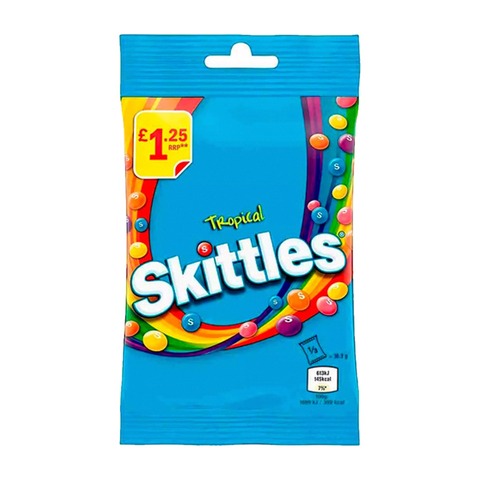 Жевательная конфета Skittles Tropical Fruits со вкусом тропических фруктов, 109гр (Великобритания)