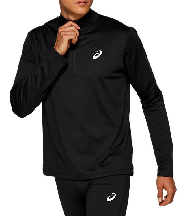 Asics Silver Ls 1/2 Zip Winter утепленная рубашка для бега мужская черная