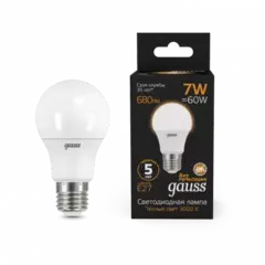 Лампа Gauss LED A60  7W E27 2700K  102502107