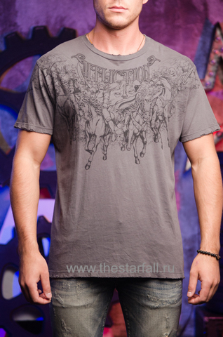 Affliction | Футболка мужская Horseman Grey A6891 перед
