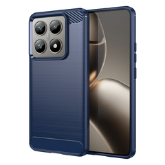 Чехол с дизайном в стиле карбон синего цвета на Xiaomi 14T и 14T Pro, мягкий отклик кнопок, серия Carbon от Caseport