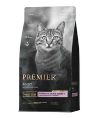 Сухой корм для взрослых кошек Premier Cat Adult с чувствительной кожей и шерстью лосось с индейкой 0,4кг