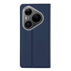 Чехол книжка из кожи синего цвета для Huawei Pura 90 Pro и Pura 90s Pro, серия Skin Pro Series от Dux Ducis