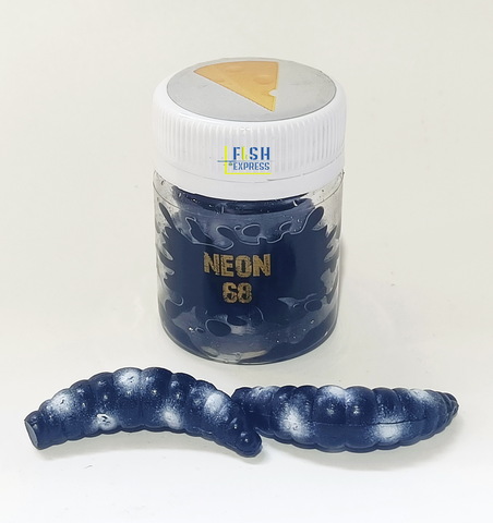 NEON 68 Maggot 46мм  (6 шт) СЫР цвет ЧЁРНЫЙ/БЕЛАЯ ТОЧКА продажа от 2 шт.