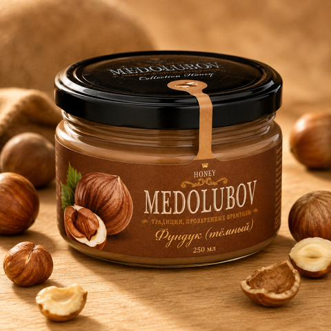 Крем-мёд MEDOLUBOV «Фундуком (Темный)», 250 мл