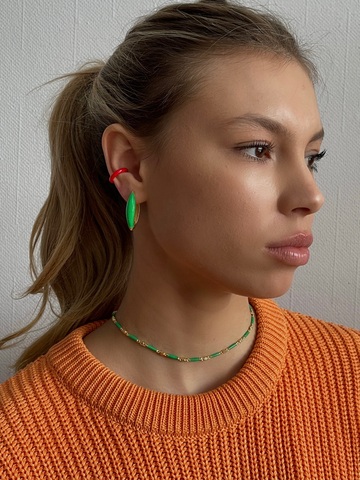 Чокер Нира, серебро 925, позолота 18k, зеленая эмаль 3