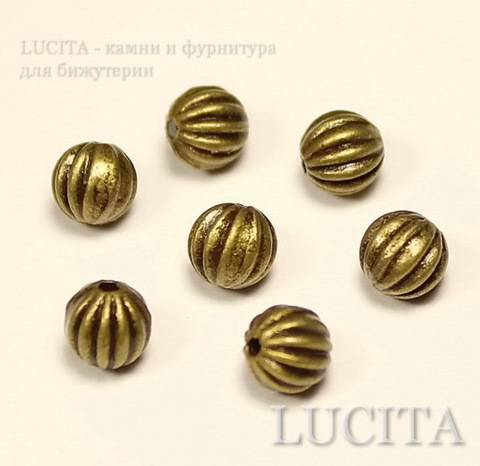 Бусина металлическая (цвет - античная бронза) 6х5 мм, 10 штук ()